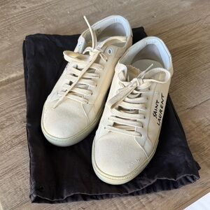 Saint Laurent Off-White Canvas Sneakers